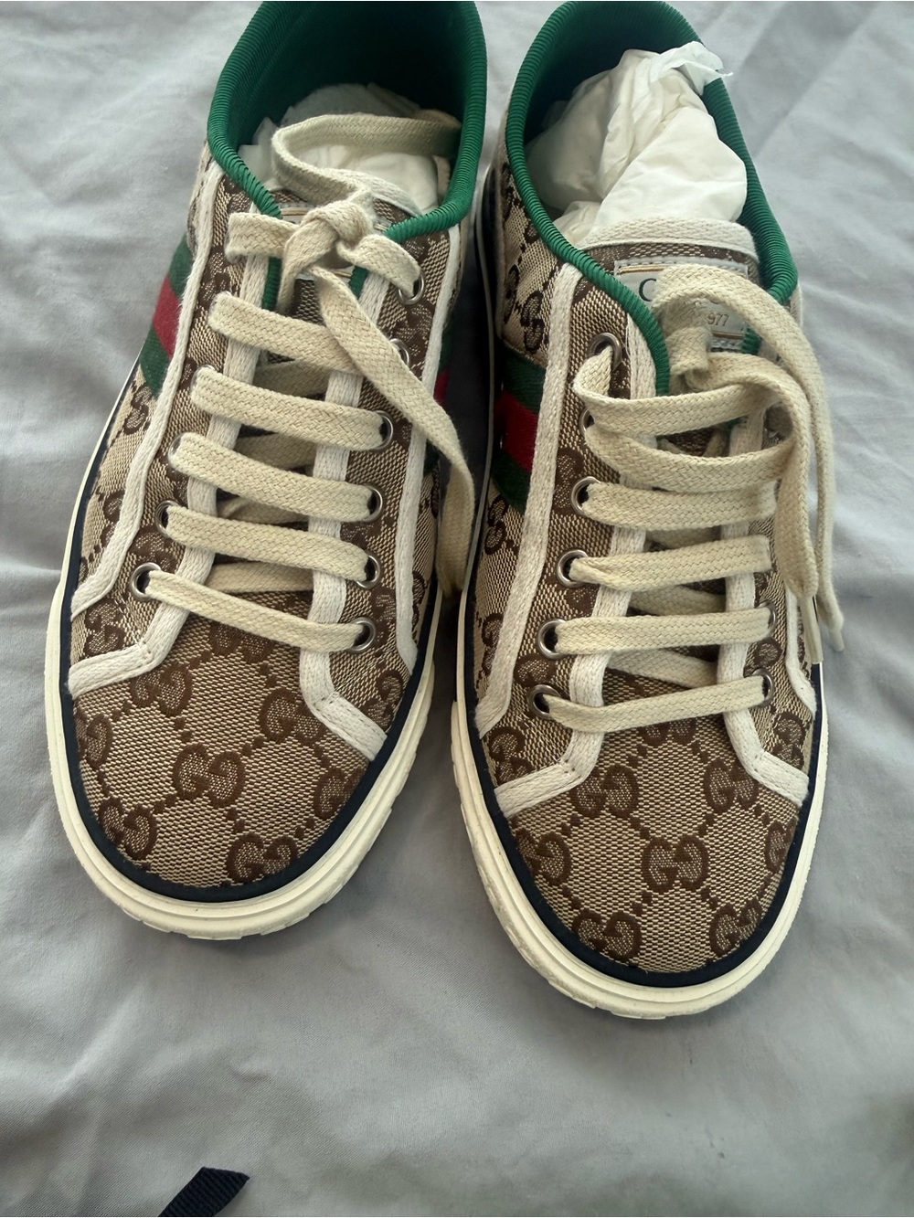 Gucci Tennis 1977 GG Canvas Sneakers Beige/Ebony Web Size 37